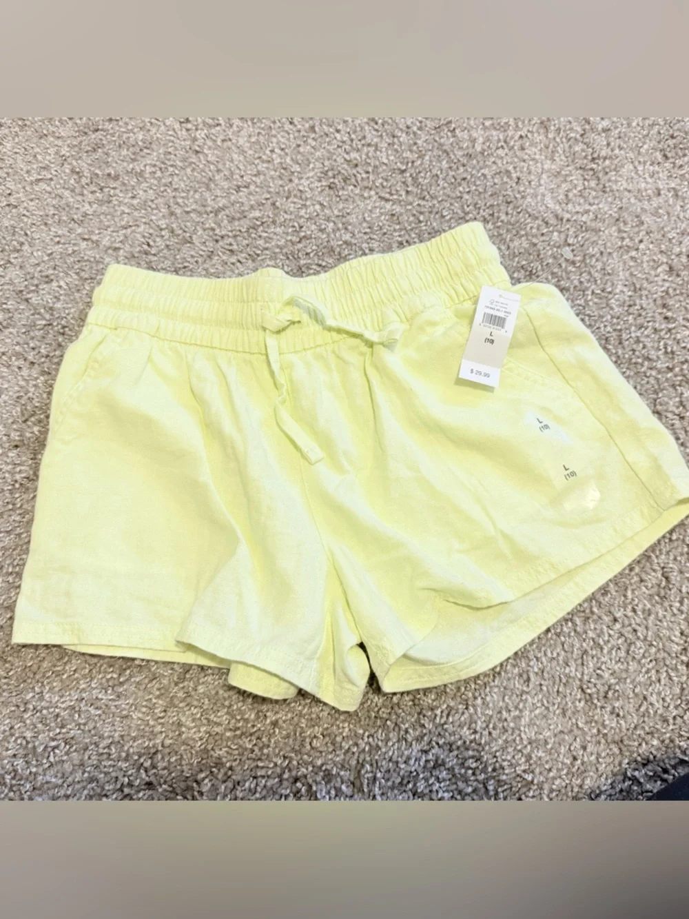 Gap Kids Linen Blend Shorts Size 10 Large Yellow Elastic Waist Lightweight NWT